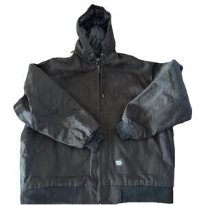 Key Jacket Mens XL Black Canvas Hooded Insulated Work Bomber 345.01 New